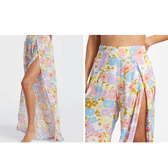 Billabong Flowy Wide Split Leg Floral Pants - Picture 2 of 7